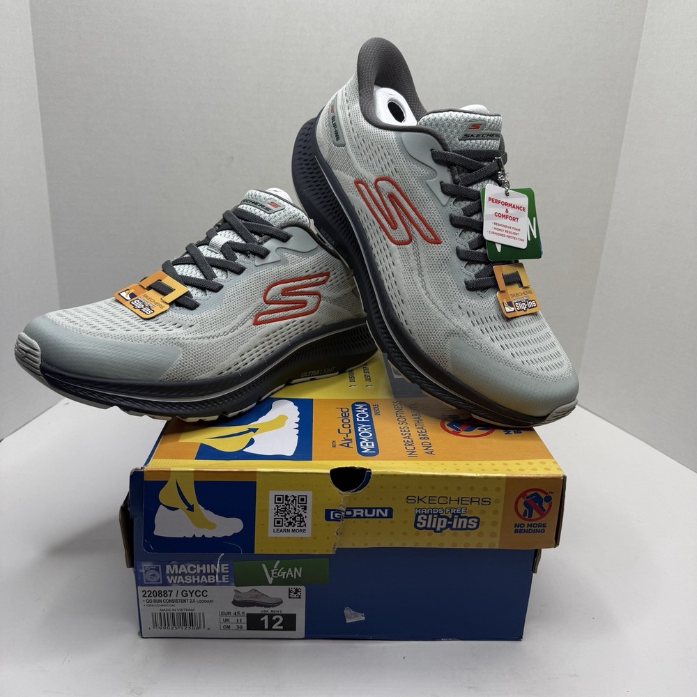 Skechers GO RUN Consistent 2.0 Lockhart Slip Ins Gray Mens 12 220887/GYCC